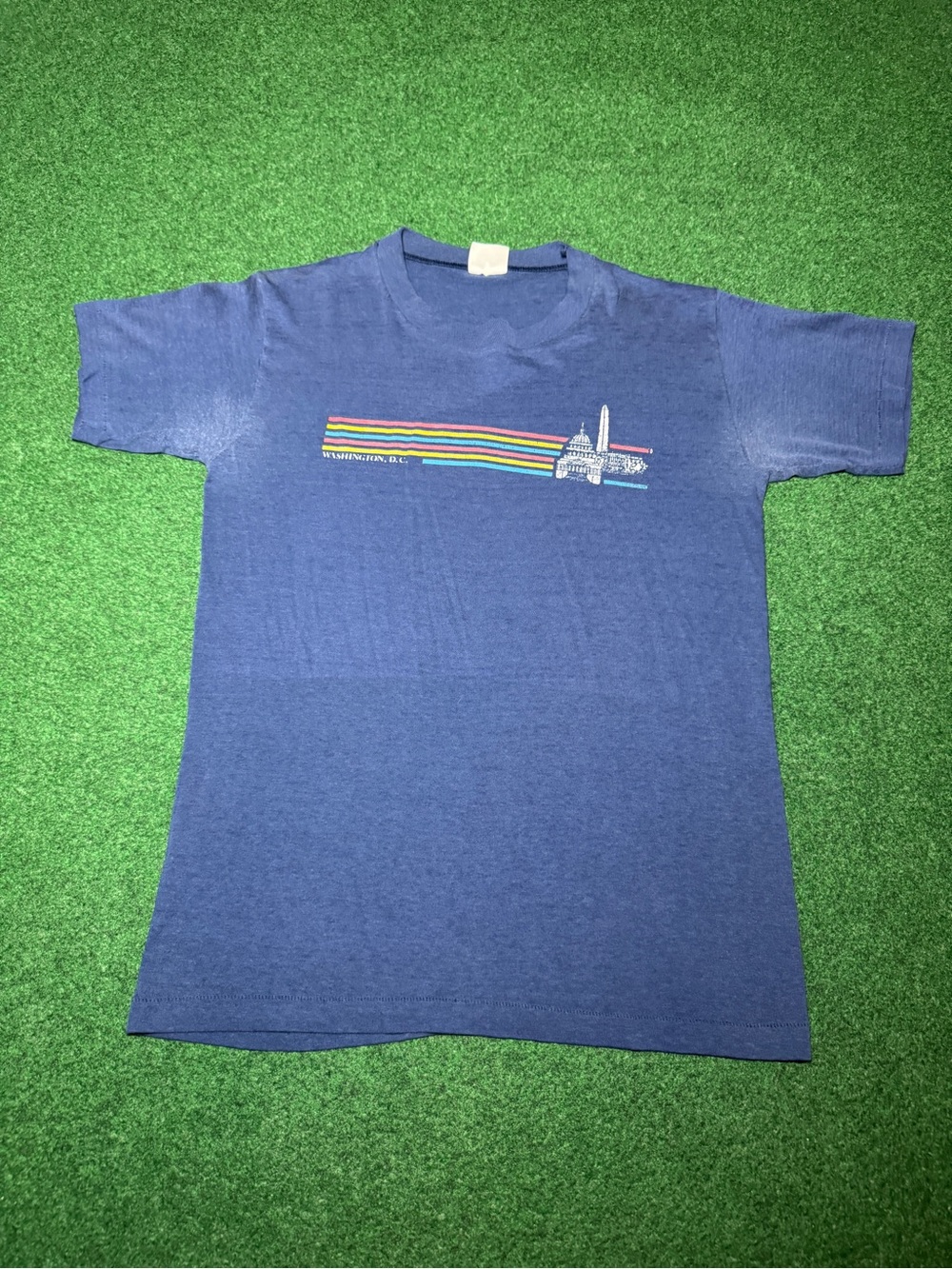 Washinton Dc Vintage T Shirt 70s 80s Small 17x25 Retro Shirt Blue 50/50